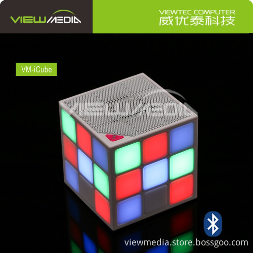 2016 portable waterproof mini bass cube Bluetooth speaker with led light